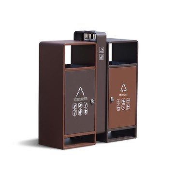 綠恩戶外垃圾桶兩分類環衛桶小區市政分類果皮箱室外不銹鋼垃圾桶[DD080109]