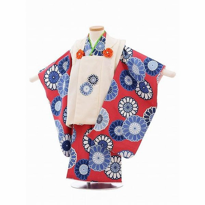 ⚪︎3分簡単着せ付け⚪︎丸文様に赤いお着物が可愛い七五三