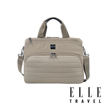 【ELLE】雲感線條系列 13吋手提可擴充筆電包 公事包 (沙漠金) 拉桿包 旅行商務包 EL83358