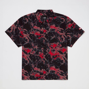 Tokyo Design Collective 紅色暈染開襟短袖襯衫