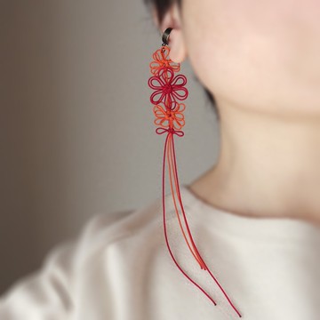 謠、華、祝 手工裝飾結單隻耳夾