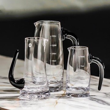 寶汀頓高端白酒杯套裝刻度水晶玻璃分酒器黑把酒壺具家用輕奢烈酒