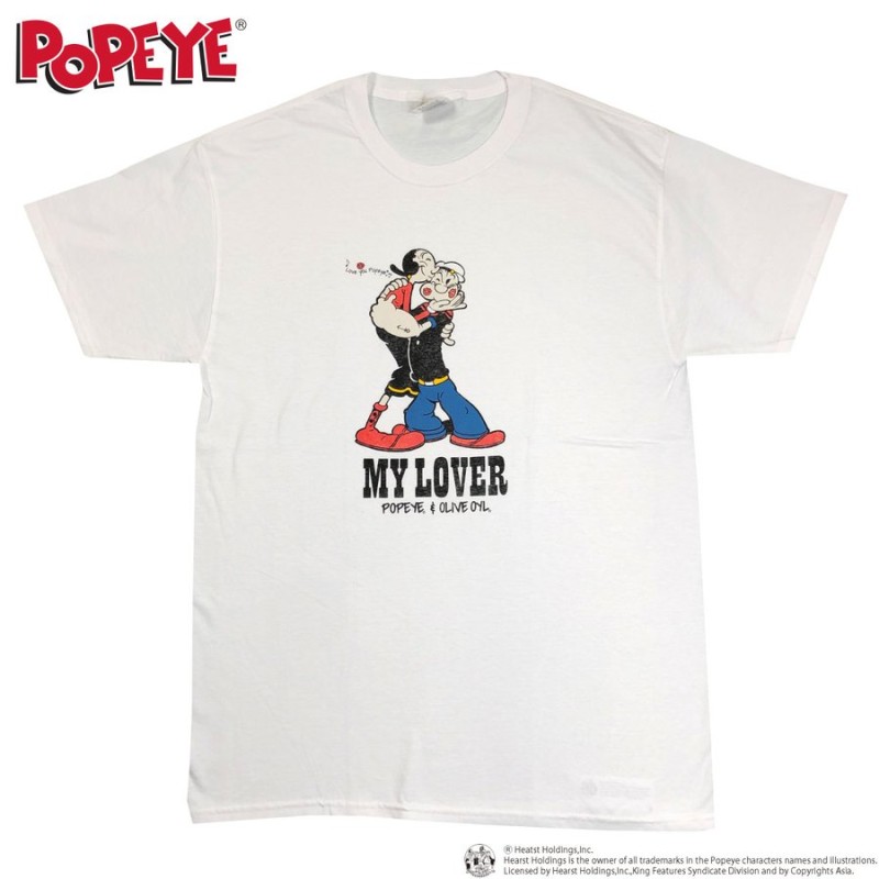 袖丈約20㎝90s USA製 POPEYE Tシャツ リンガー 白 赤 M 反転プリント