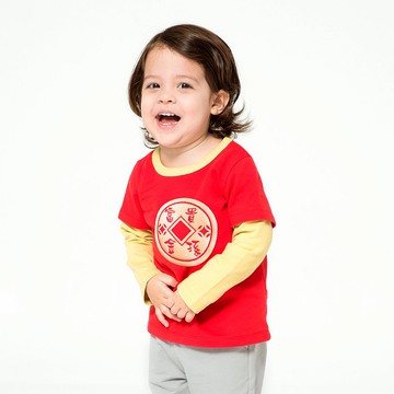 開運中國風男童上衣 – 富貴金孫