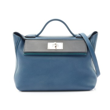 HERMES 愛馬仕 24/24 手提包 藍色 TOGO牛革 Y刻 銀扣 【二手名牌BRAND OFF】
