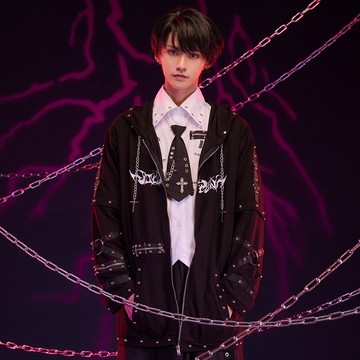 原創伊藤潤二 狂熱聯名富江漫畫印花龐克刺繡鐵鍊連帽外套JJIT18