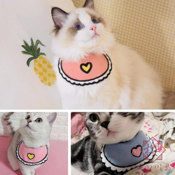 【買一送一】可愛手工寵物圍兜編織圍巾圍脖圍嘴飾品寵物三角巾【櫻田川島】