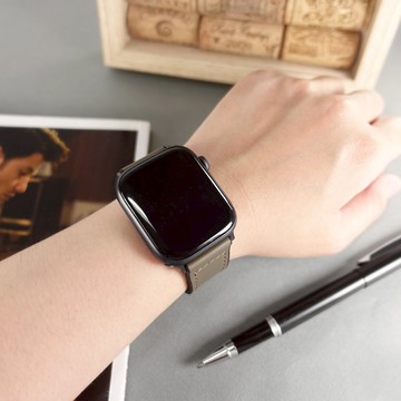 Apple Watch 全系列通用錶帶 蘋果手錶替用錶帶 黑鋼磁吸扣 外皮革內橡膠錶帶 褐色#858-336IC-TE