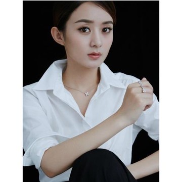 趙麗穎明星同款白色襯衫女春季氣質純棉時尚修身長袖百搭上衣韓版