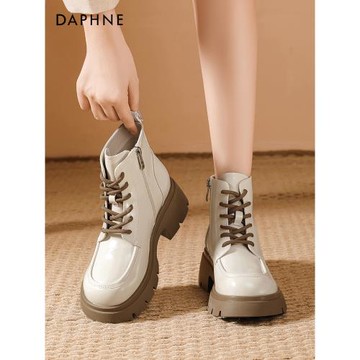 達芙妮英倫風炸街馬丁靴女2025春秋新款小個子粗跟學院風小短靴子