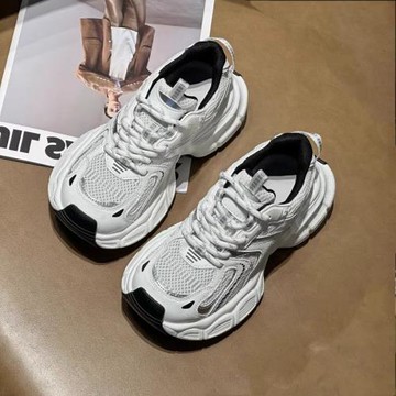 趙露思同款老爹鞋女2025秋季新款網面透氣真皮百搭厚底運動休閑鞋