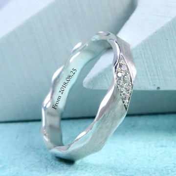 ART64 純銀 浪花銀戒 水波(女戒) 單面刻字 925純銀戒指 女生戒指
