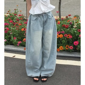 ˏˋ 𝐻𝑒𝑦 𝑆𝑝𝑟𝑖𝑛𝑔 - ̗̀ 🌷⛅️ ̖́‎韓國INS復古高腰腰圍 褶皺拖地闊腿牛仔褲 3色