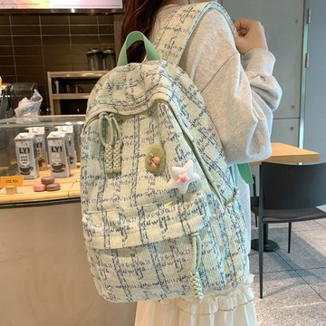 熱賣🎉書包初中女生大學生雙肩包三到六年級學生背包格紋減負後背包 大容量 雙肩包 輕量化書包 TWZW