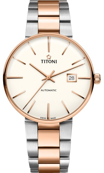 TITONI 梅花錶 空中霸王系列 機械男腕錶(83627SRG-606)-42mm-米色面鋼帶【刷卡回饋 分期0利率】【APP下單點數13倍送】