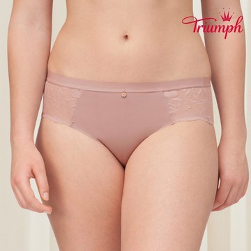 黛安芬-FLORALE 牡丹系列 無痕蕾絲 中腰三角內褲 M-EL 薰紅色｜74-6895 13