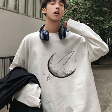 S~XL 長袖 月牙 純棉 長T 情侶T【YCL811】台灣製 情侶裝 長袖T恤 男女可穿 快速出貨不用等