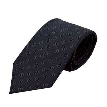 CHANEL 香奈兒 經典圓LOGO真絲領帶(炭黑)_廠商直送