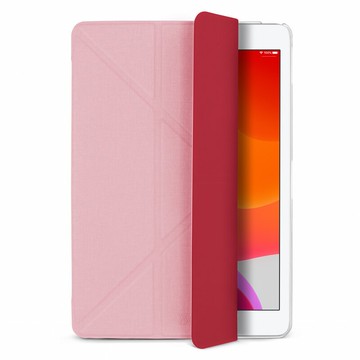 Power Support/JTL iPad 10.2吋 Amos 相機快取多角度折疊布紋皮套-櫻花粉