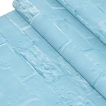 WA WALL ART 防水自黏壁紙，北歐英文印花磚紋，PVC材質  60 x 300cm  藍色