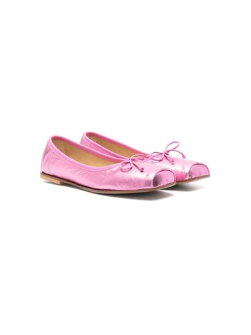 MM6 Maison Margiela Kids - metallic-finish ballerina shoes - kids - Calf Leather/Calf Leather/Calf Leather - 40 - Pink