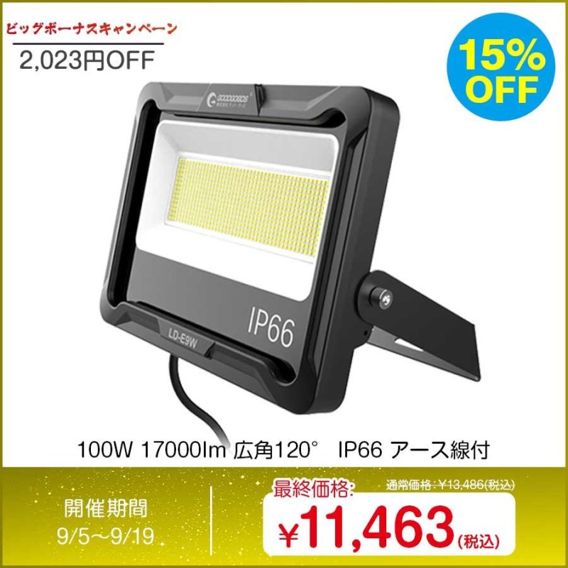 グッドグッズ グッド・グッズ 100W LED 投光器 昼白色 100V対応 IP66