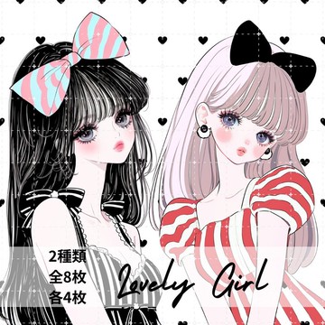 pinokkuma shop 人物貼紙 女孩貼紙 拼貼素材