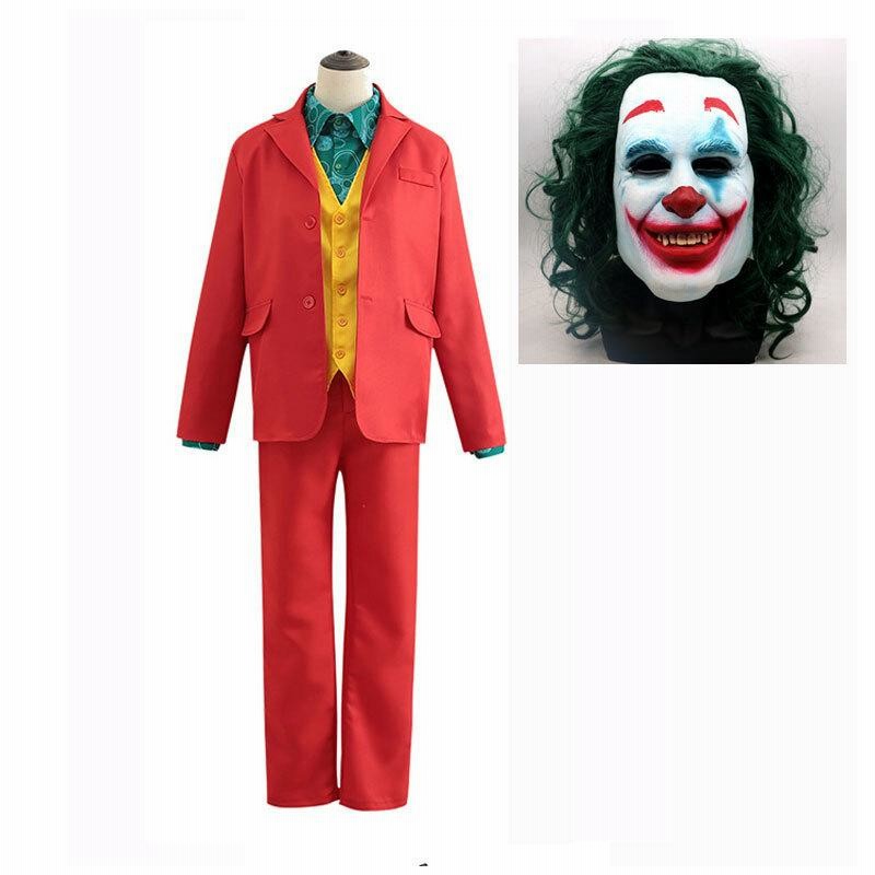 ハロウィン ジョーカー Joker ウィッグ付きマスク コスプレ5点セット ピエロ衣装 ホラー仮装 学園祭 舞台演出服|M | LINEブランドカタログ