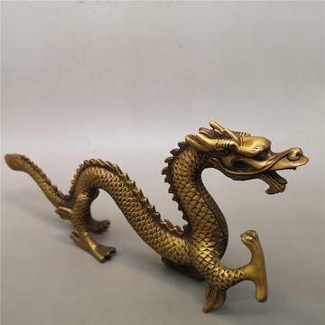 寶緣齋古玩純銅龍擺件小號龍工藝品銅風水龍開光龍銅擺件