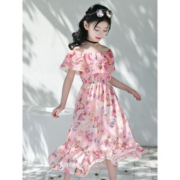 女童連衣裙2026新款夏雪紡裙波西米亞裙子洋氣沙灘韓版中大童長裙