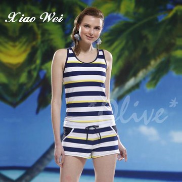 泳之美 清新亮眼時尚二件式連身褲泳裝 NO.8603