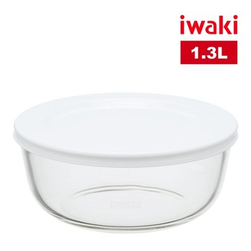 【iwaki】耐熱玻璃附蓋微波調理碗-1.3L
