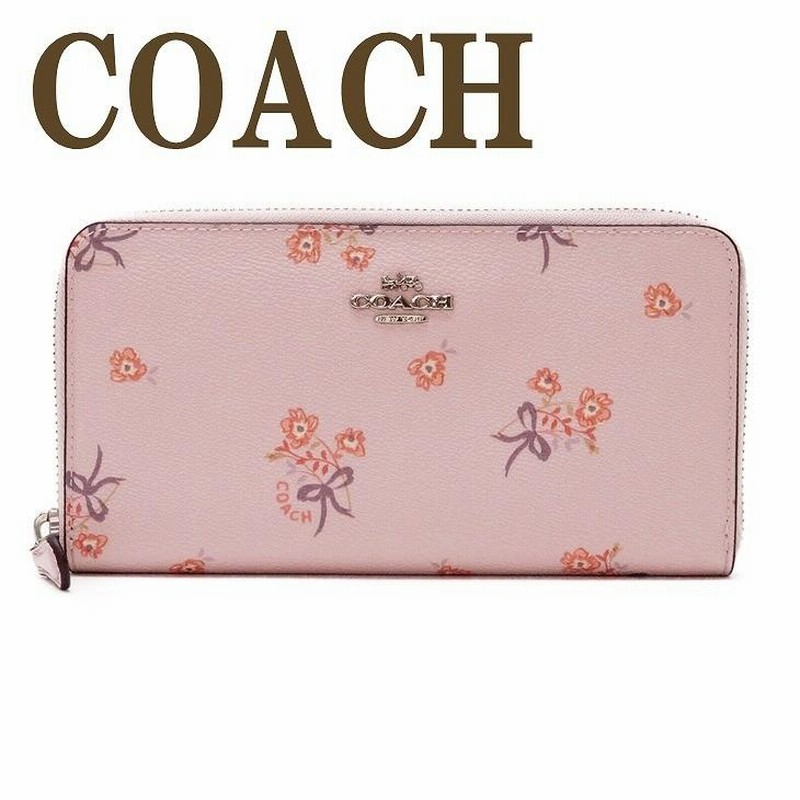 COACH(コーチ)ピンクの花柄長財布 (品)小銭入れ - 財布