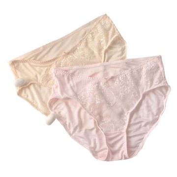 真絲面料無痕內褲女性感蕾絲邊中腰三角褲桑蠶絲提臀抑菌高彈甩賣