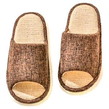 AXIS 艾克思 加厚底透氣亞麻靜音防滑室內拖鞋  35-36  咖啡色  1雙