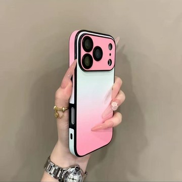 撞色漸變素皮 皮紋質感 自帶鏡頭貼 防摔殼 用於iPhone17 i16 手機殼 i15 i14 i13 i12 i11
