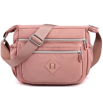 【KISSDIAMOND】簡約多隔層大容量尼龍斜背郵差包(手提/肩背/斜背/大容量/多隔層/KDB-855/粉色)