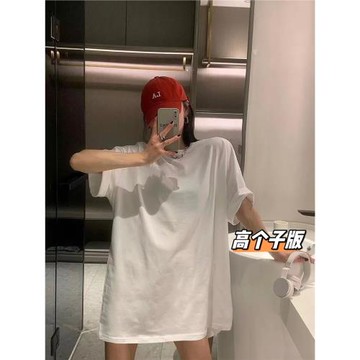 THE MOON高個子白色加長寬松蓋臀T恤簡約純欲風下衣失蹤短袖上衣