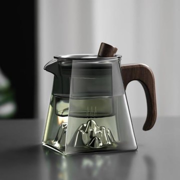 家用側木把觀山四方玻璃泡茶壺耐高溫煮茶壺爐煮茶器玻璃花茶壺