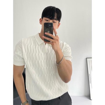 針織polo衫男短袖高級感潮牌男裝衣服夏季有領透氣休閑青年上衣