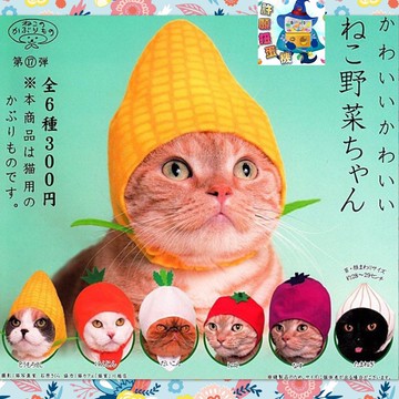 【許願扭蛋機】『單顆現貨』奇譚 貓咪專屬頭巾P17-蔬菜篇 全套6個 轉蛋 現貨不用等 貓頭套 寵物 帽子