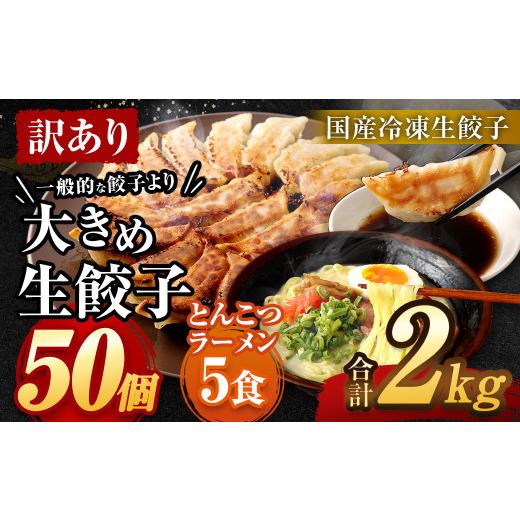 ふるさと納税 福岡県 遠賀町 ラー麦を使用した大きめ餃子 50個＆とんこつラーメン 5食付き 合計2kg