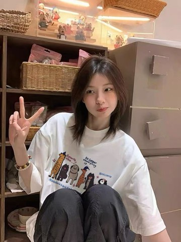 潮牌美式正肩短袖T恤夏季寬鬆韓版慵懶風白色半袖體恤女生上衣 慵懶風 男生短袖 oversize寬鬆 韓版短T 圓領半袖