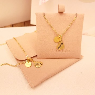 【焦糖小姐 Ms caramelo】Daughter&Mom 愛心項鍊 二件組 (K黃款)