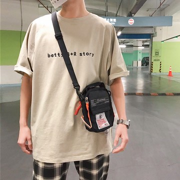 FINDSENSE G6 韓國時尚 夏裝字母印花寬鬆短袖T恤圓領休閒男士百搭半袖T恤