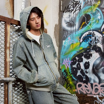 Dickies男款染色丹寧純棉胸前刺繡Logo設計休閒連帽外套|DK0A87TYL27