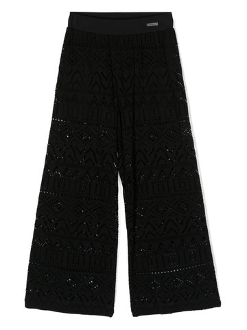 Monnalisa - cut-out straight-leg trousers - kids - Spandex/Elastane/Viscose - 12 - Black