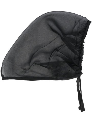 Maison Margiela - tie-fastened tulle bonnet - women - Silk - M - Black