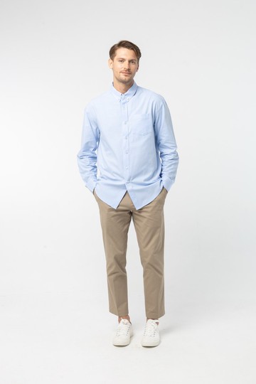 牛津襯衫：長袖 (藍色, ฟ้า) 長袖襯衫