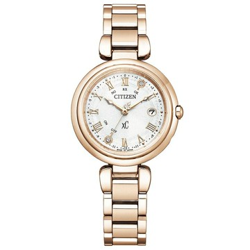 CITIZEN 星辰錶 xC系列 知性浪漫鈦金屬光動能電波錶(ES9464-52B)-29mm-白面鈦帶【刷卡回饋 分期0利率】【APP下單點數13倍送】